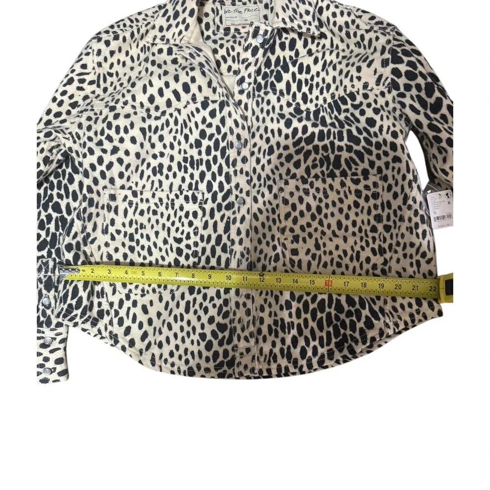Free People🤑Calico Boho🖤Flannel Shirt Oversized Snow Leopard XS Fit‎ (m) $148